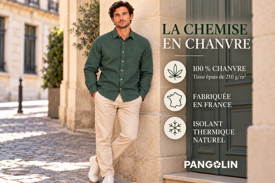 Chemise chanvre fabrique en france vert sylverstre PangoLin benefices web